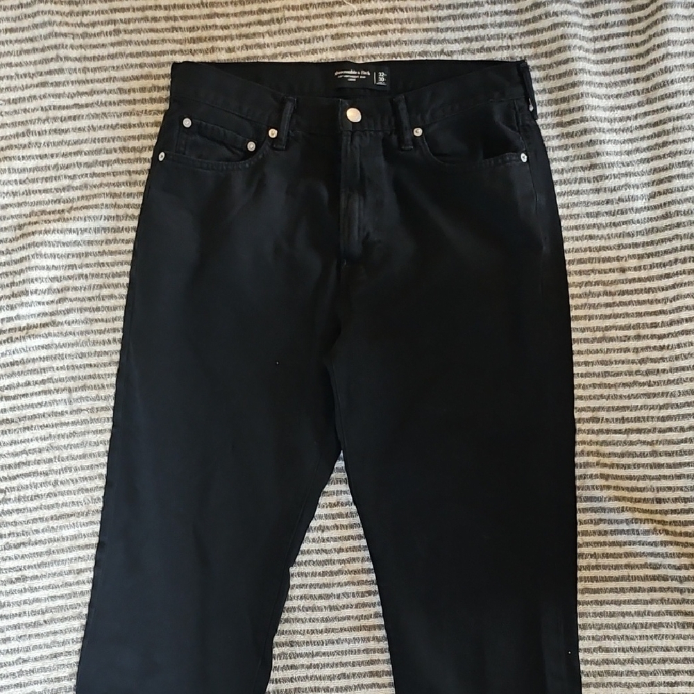 Abercrombie & Fitch Men's Black Lightweight Loose Jeans 32X30 Never Worn Zip Fly